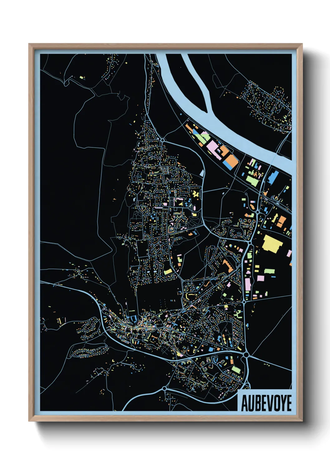 Une affiche de carte sur Aubevoye