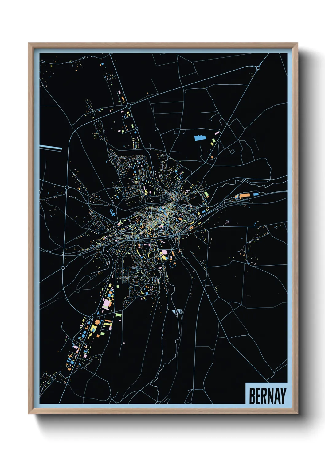 Une affiche de carte sur Bernay