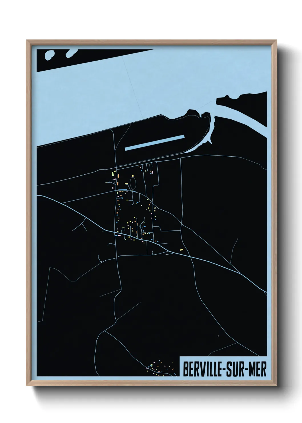 Une affiche de carte sur Berville-sur-Mer