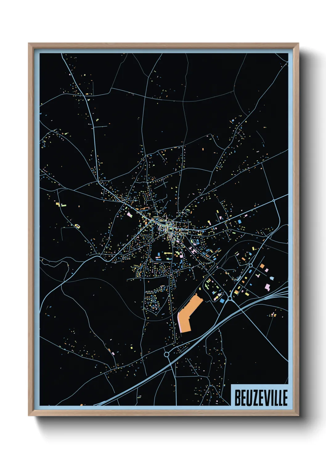 Une affiche de carte sur Beuzeville