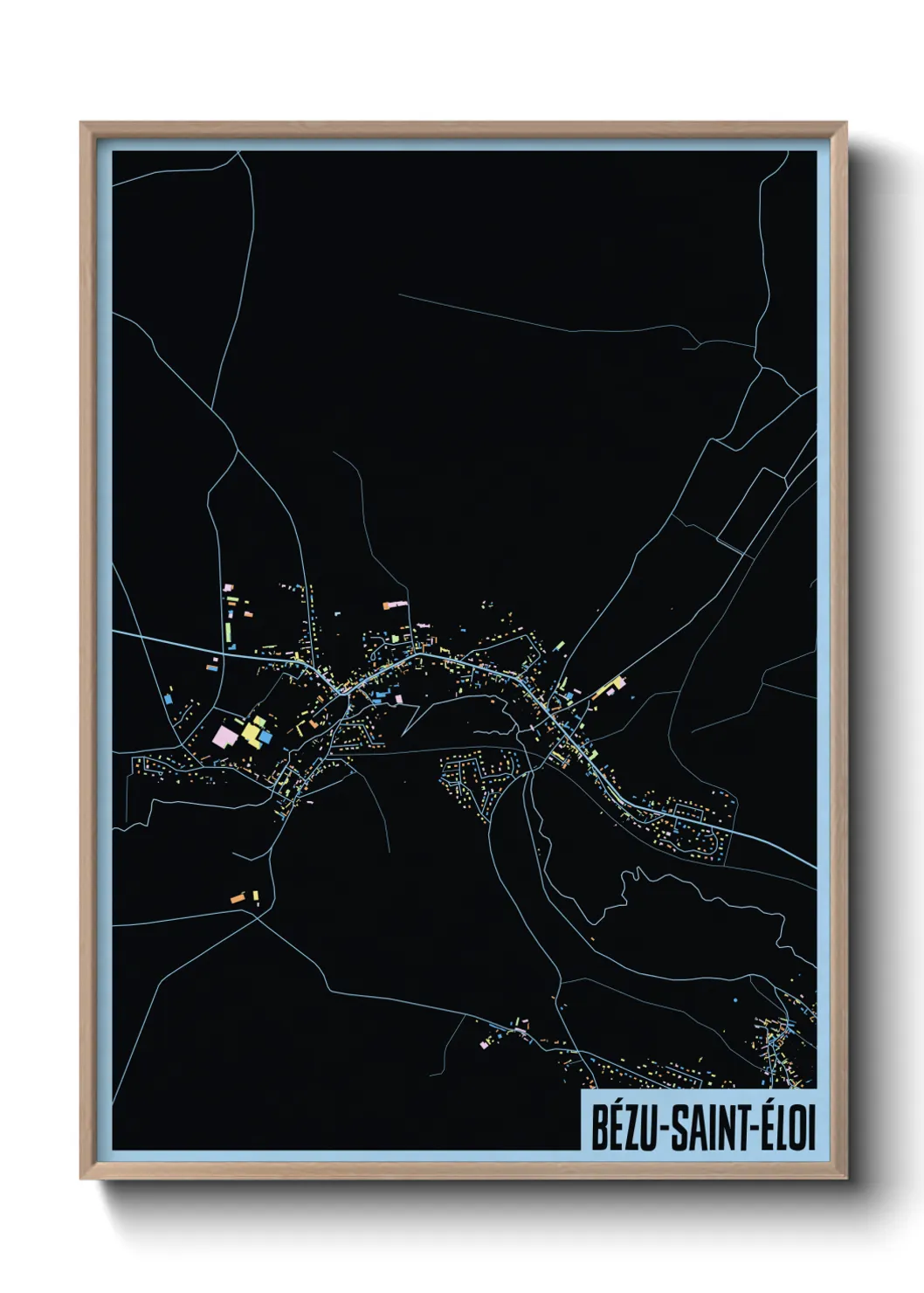 Une affiche de carte sur Bézu-Saint-Éloi