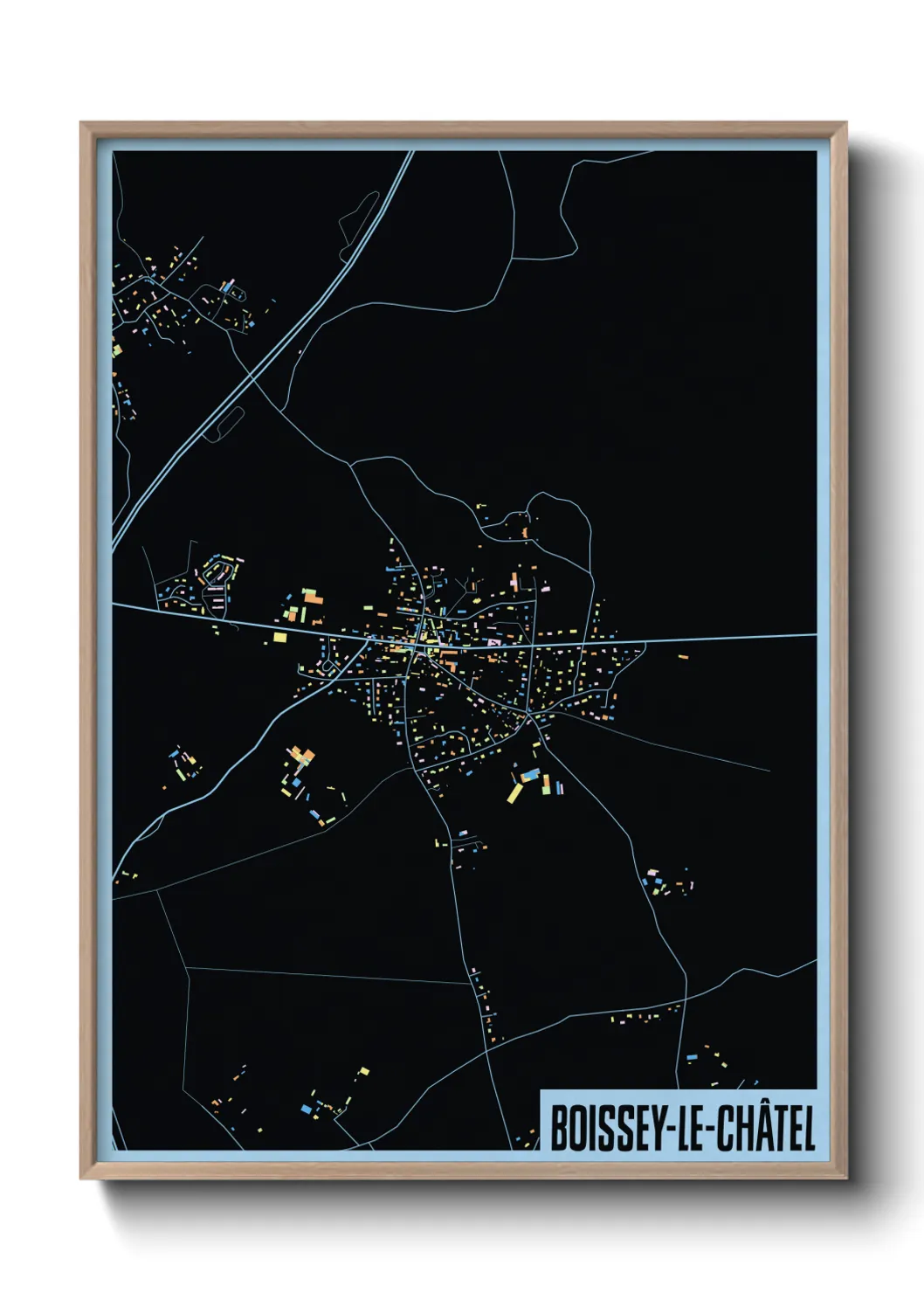 Une affiche de carte sur Boissey-le-Châtel