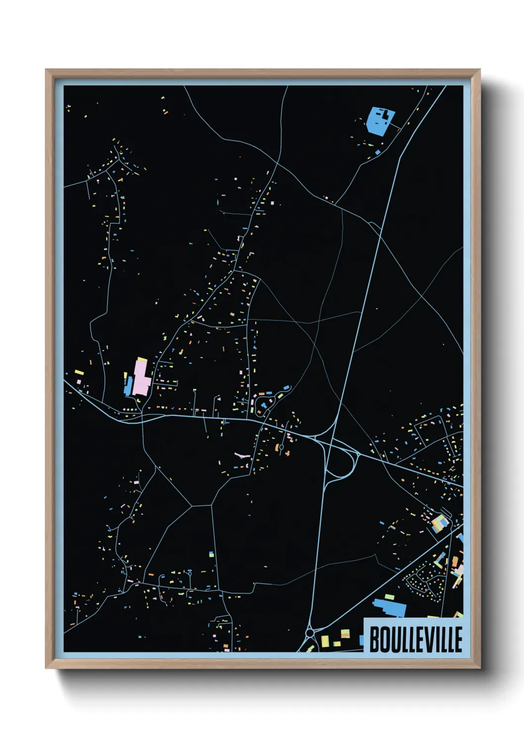 Une affiche de carte sur Boulleville