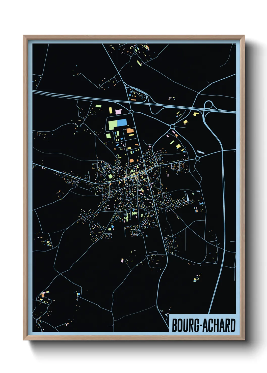 Une affiche de carte sur Bourg-Achard