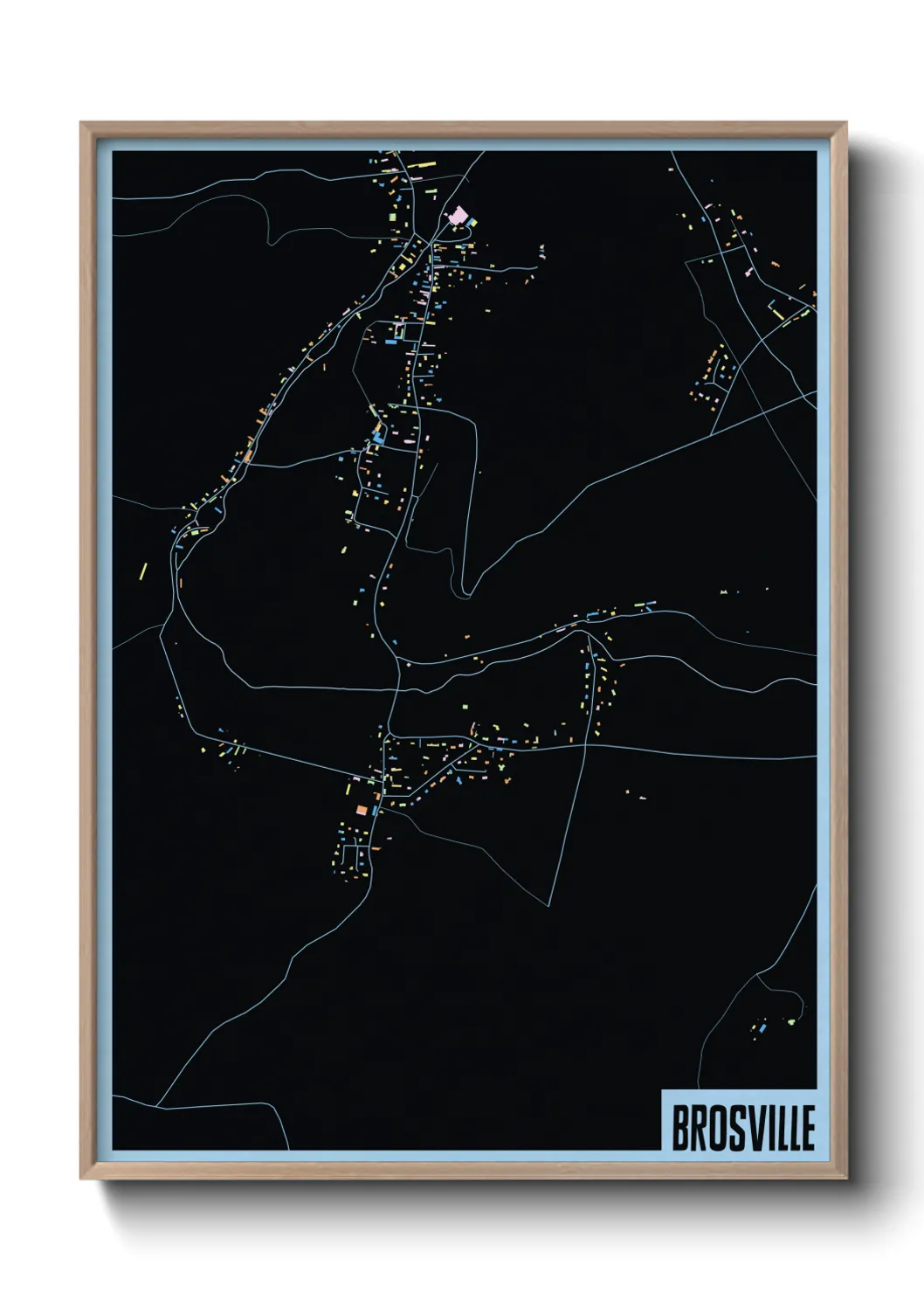 Une affiche de carte sur Brosville