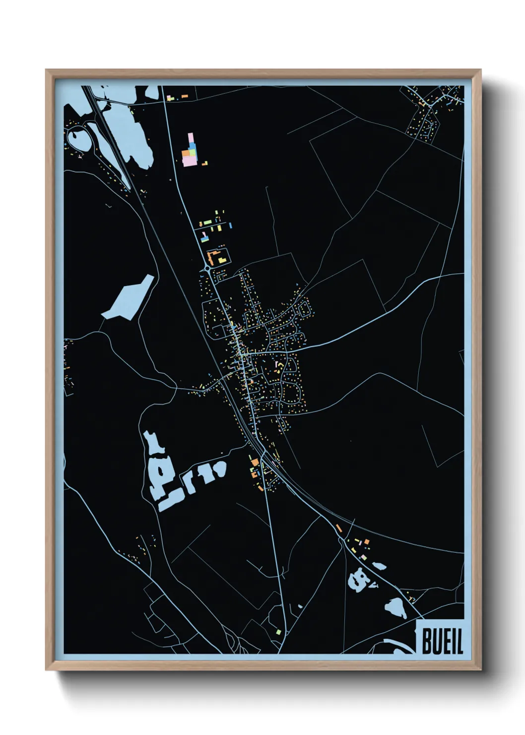 Une affiche de carte sur Bueil