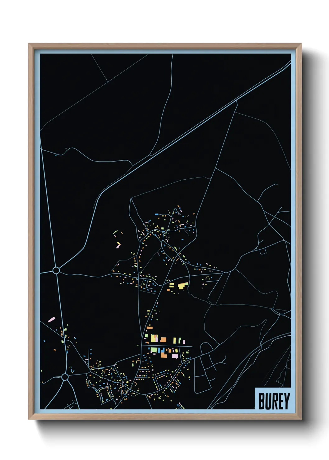 Une affiche de carte sur Burey