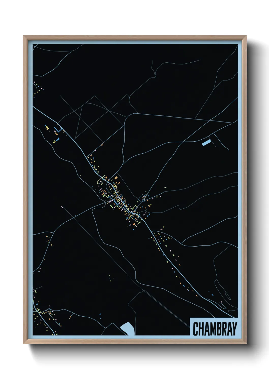 Une affiche de carte sur Chambray