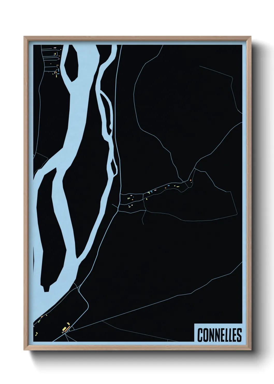 Une affiche de carte sur Connelles