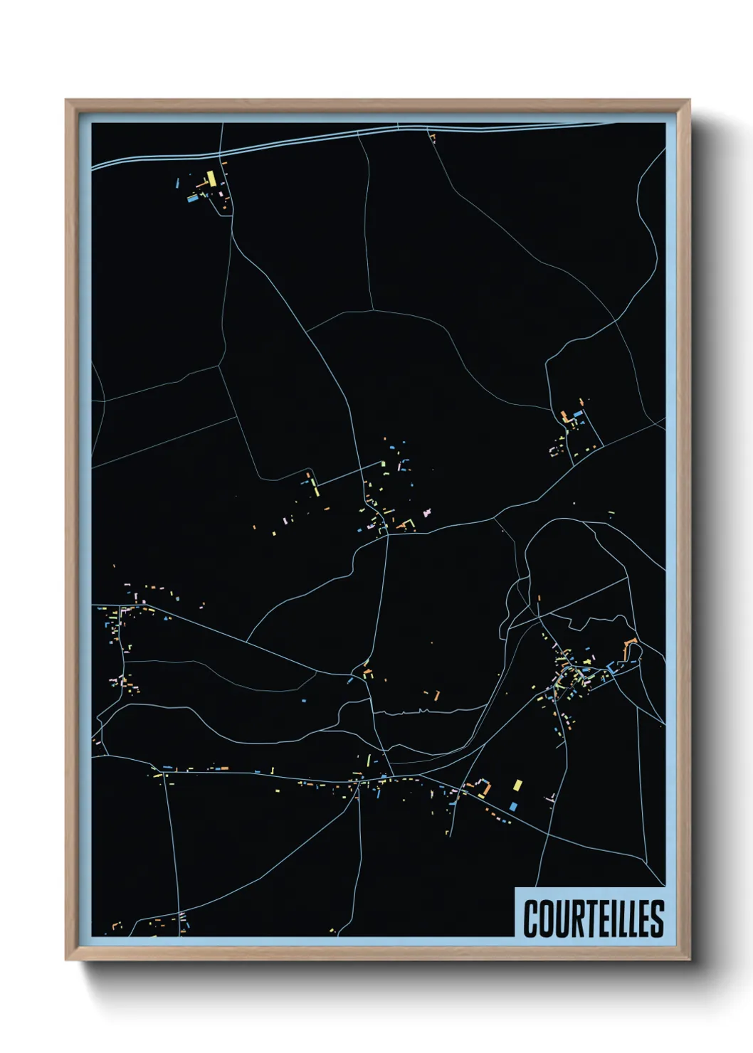 Une affiche de carte sur Courteilles