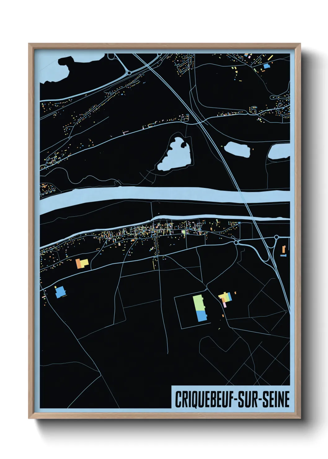 Une affiche de carte sur Criquebeuf-sur-Seine