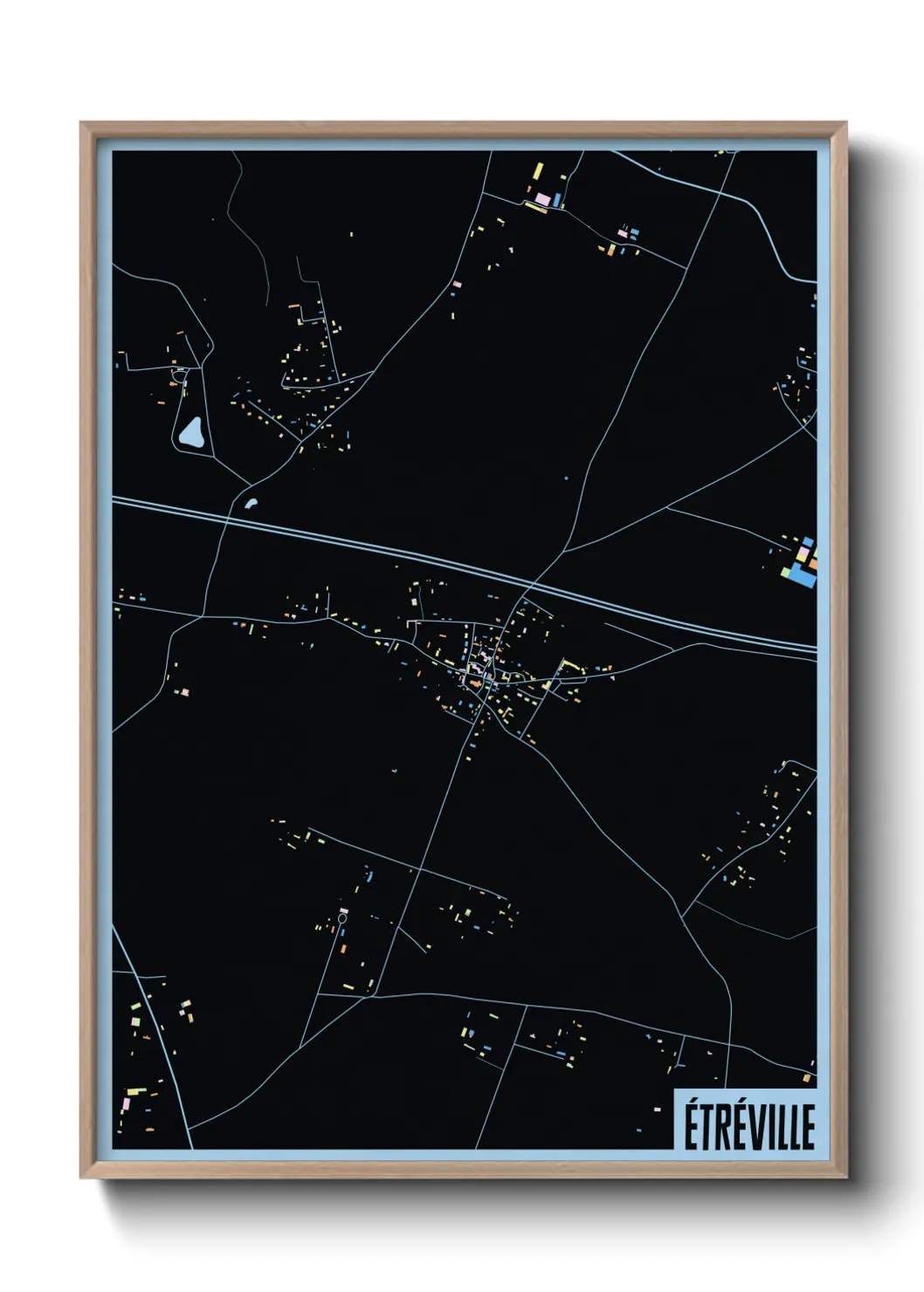 Une affiche de carte sur Étréville