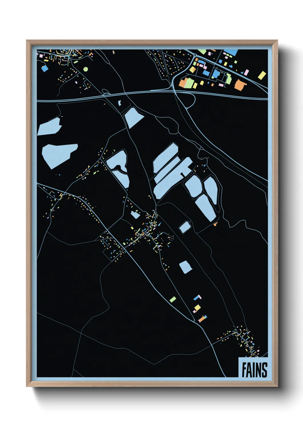 Une affiche de carte sur Fains