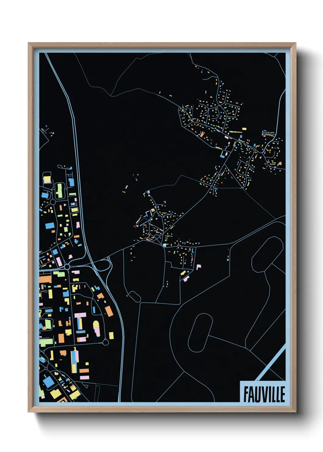 Une affiche de carte sur Fauville