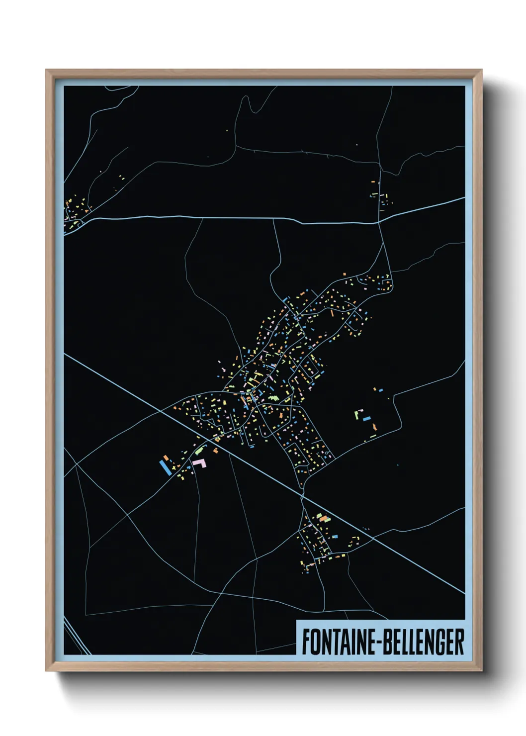 Une affiche de carte sur Fontaine-Bellenger