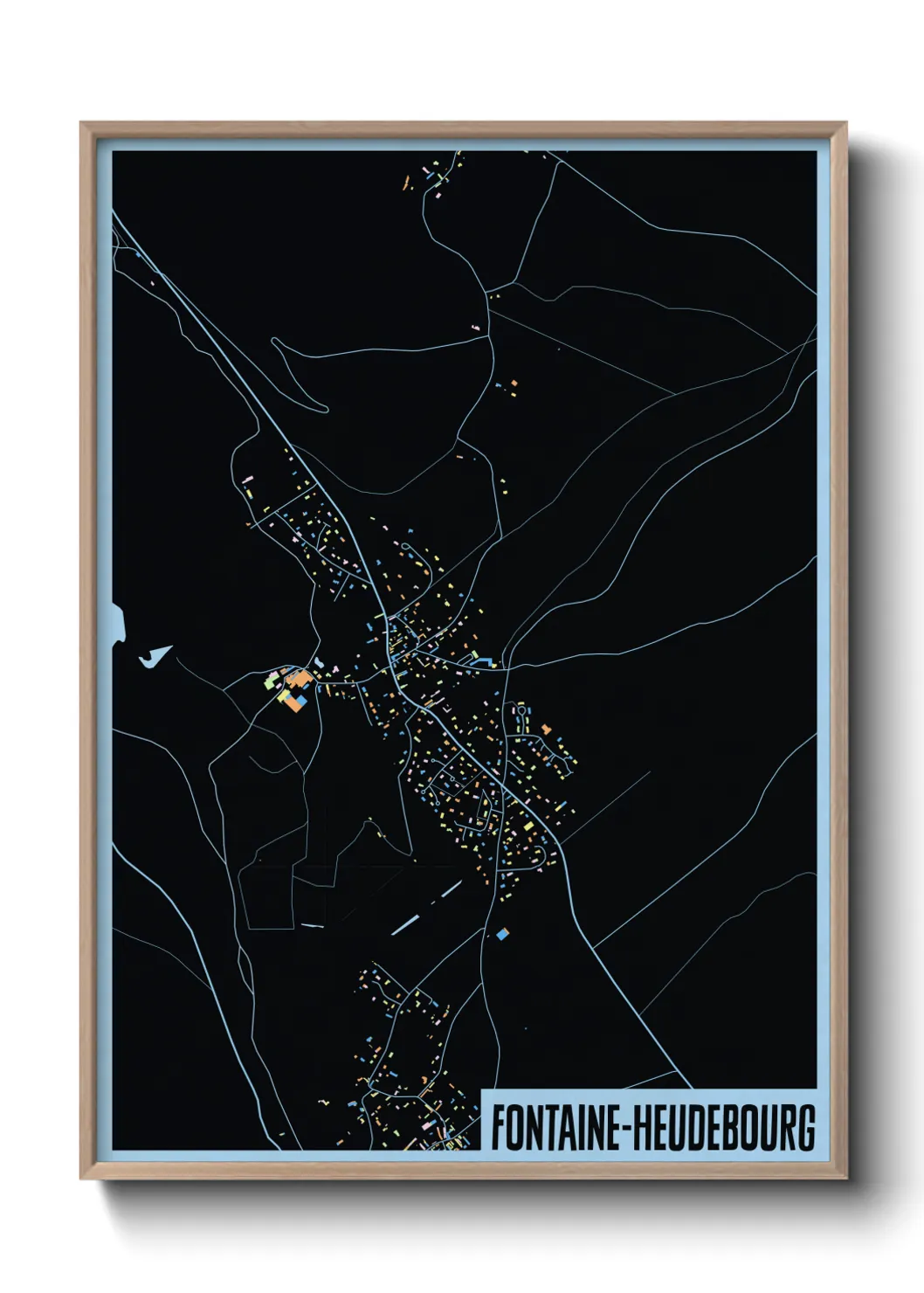 Une affiche de carte sur Fontaine-Heudebourg