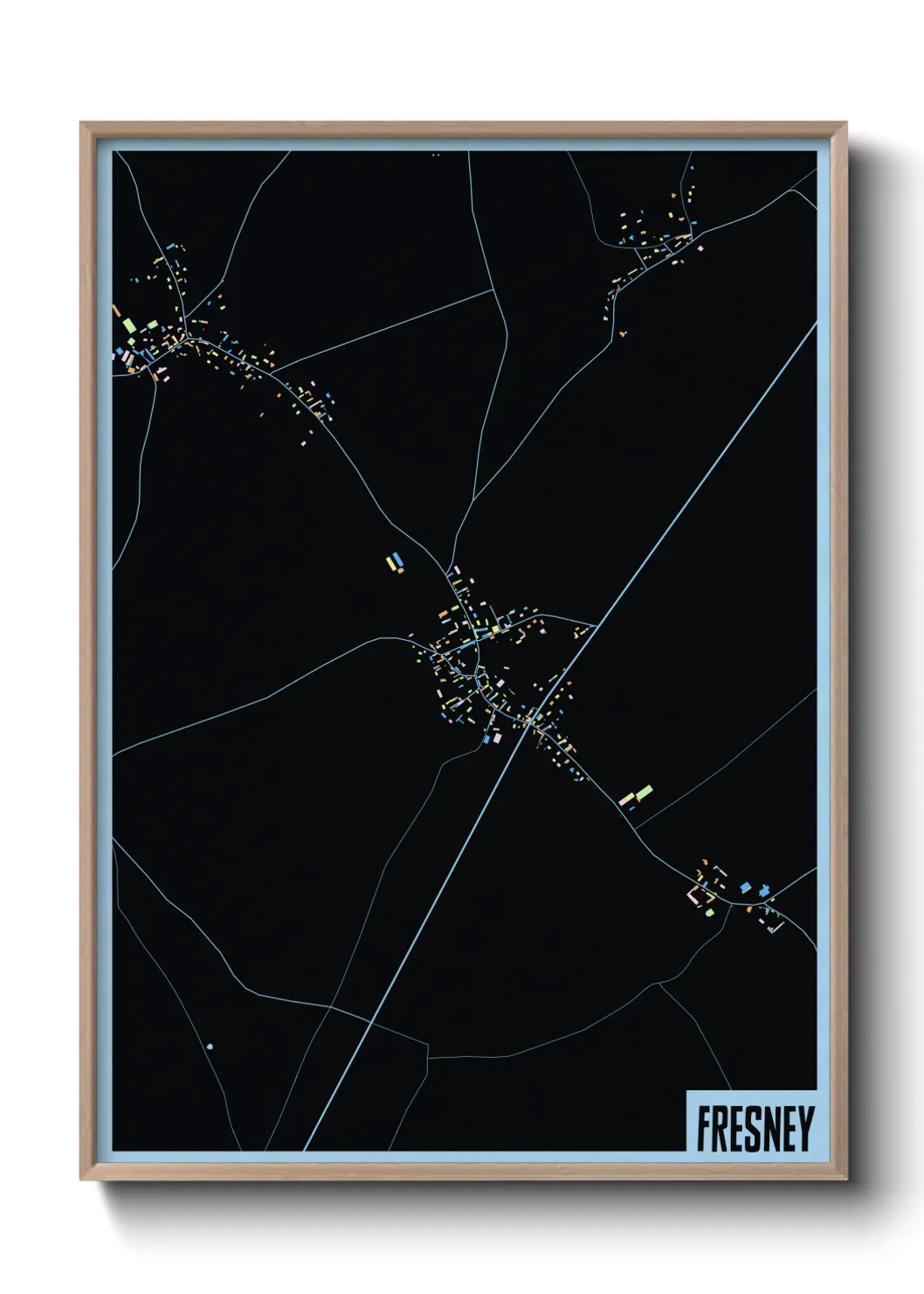 Une affiche de carte sur Fresney