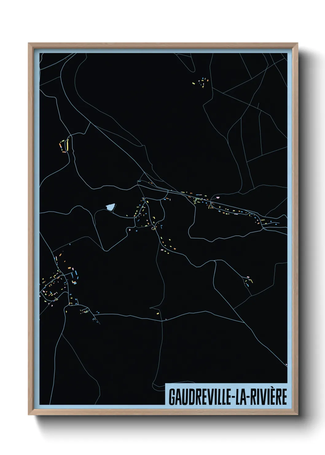 Une affiche de carte sur Gaudreville-la-Rivière