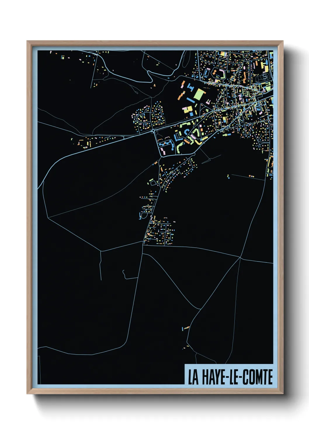 Une affiche de carte sur La Haye-le-Comte