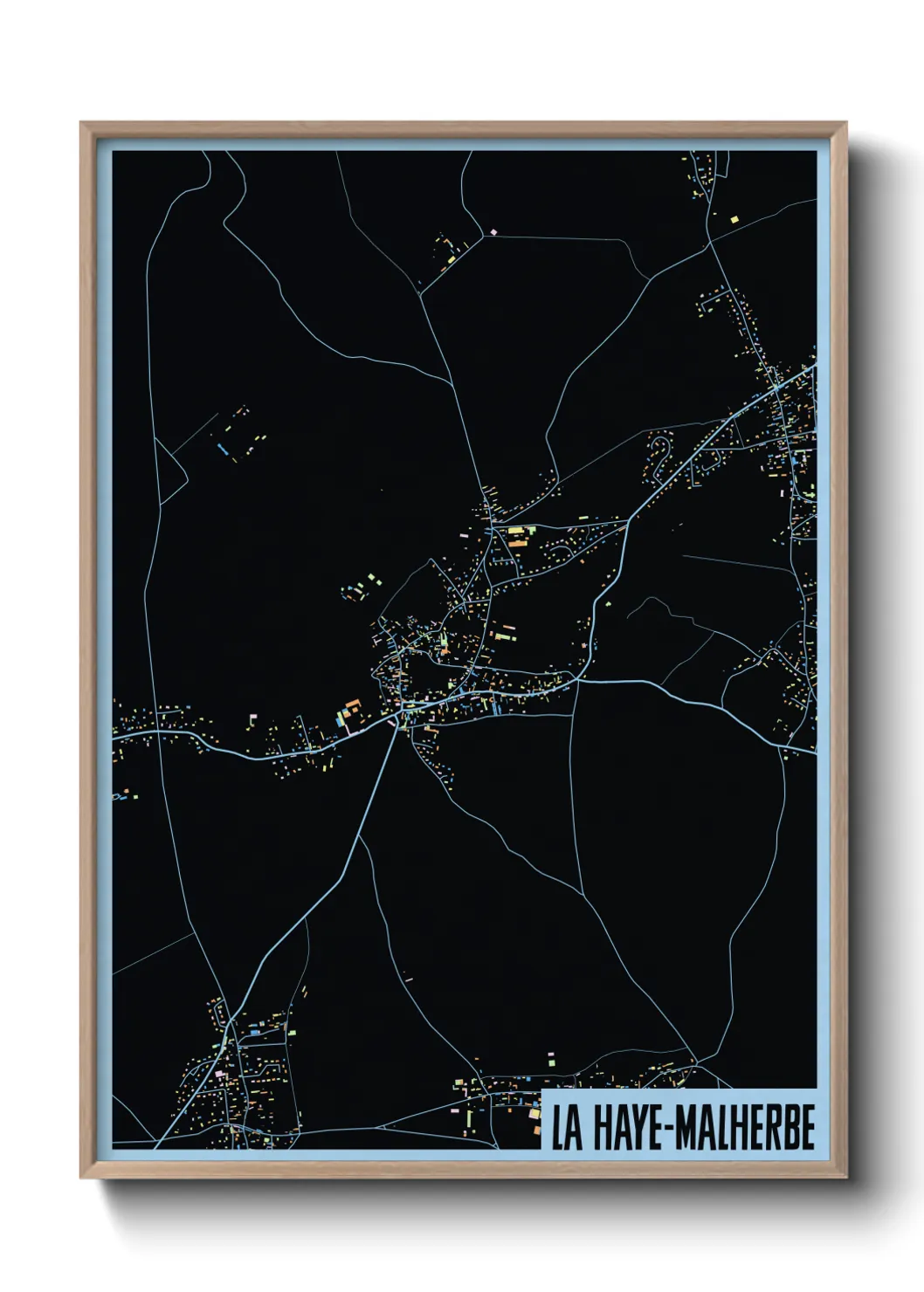 Une affiche de carte sur La Haye-Malherbe