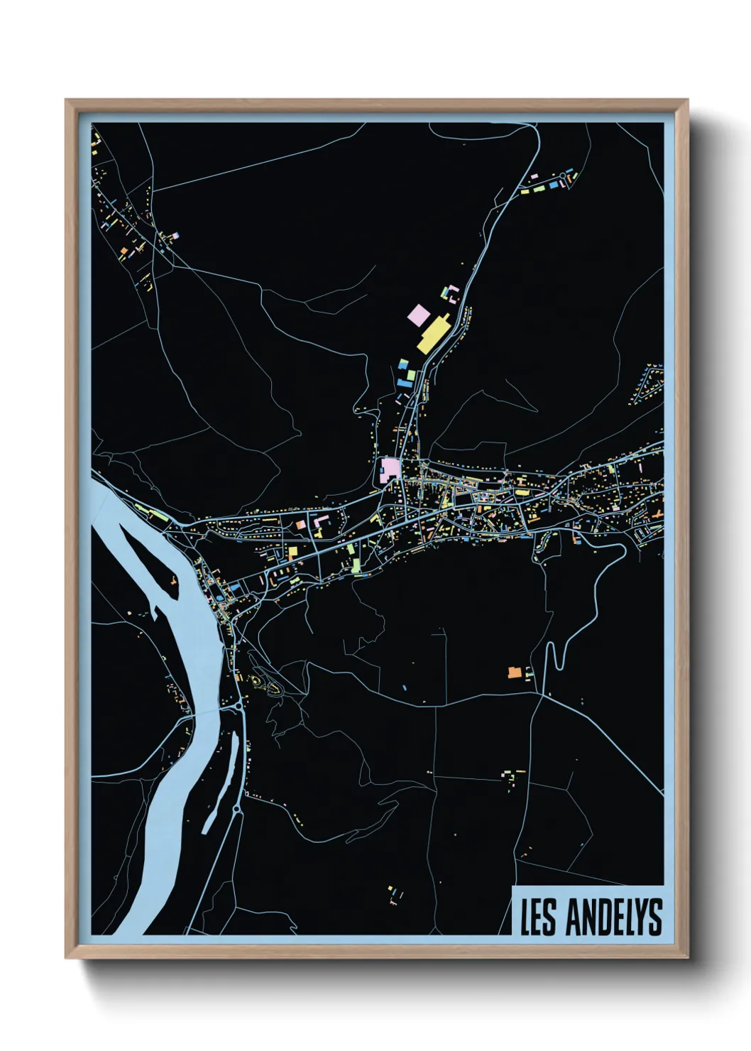 Une affiche de carte sur Les Andelys