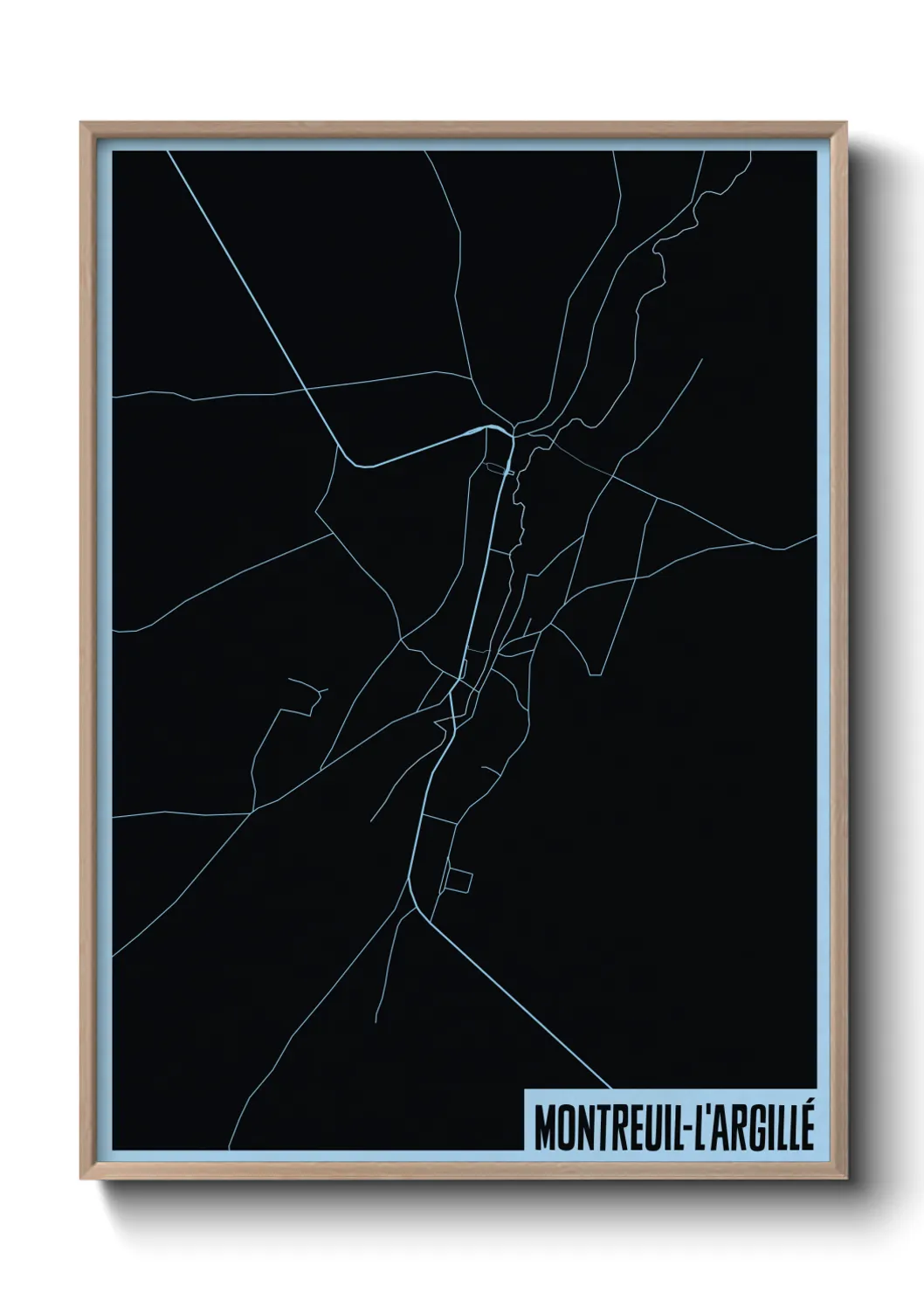 Une affiche de carte sur Montreuil-l'Argillé