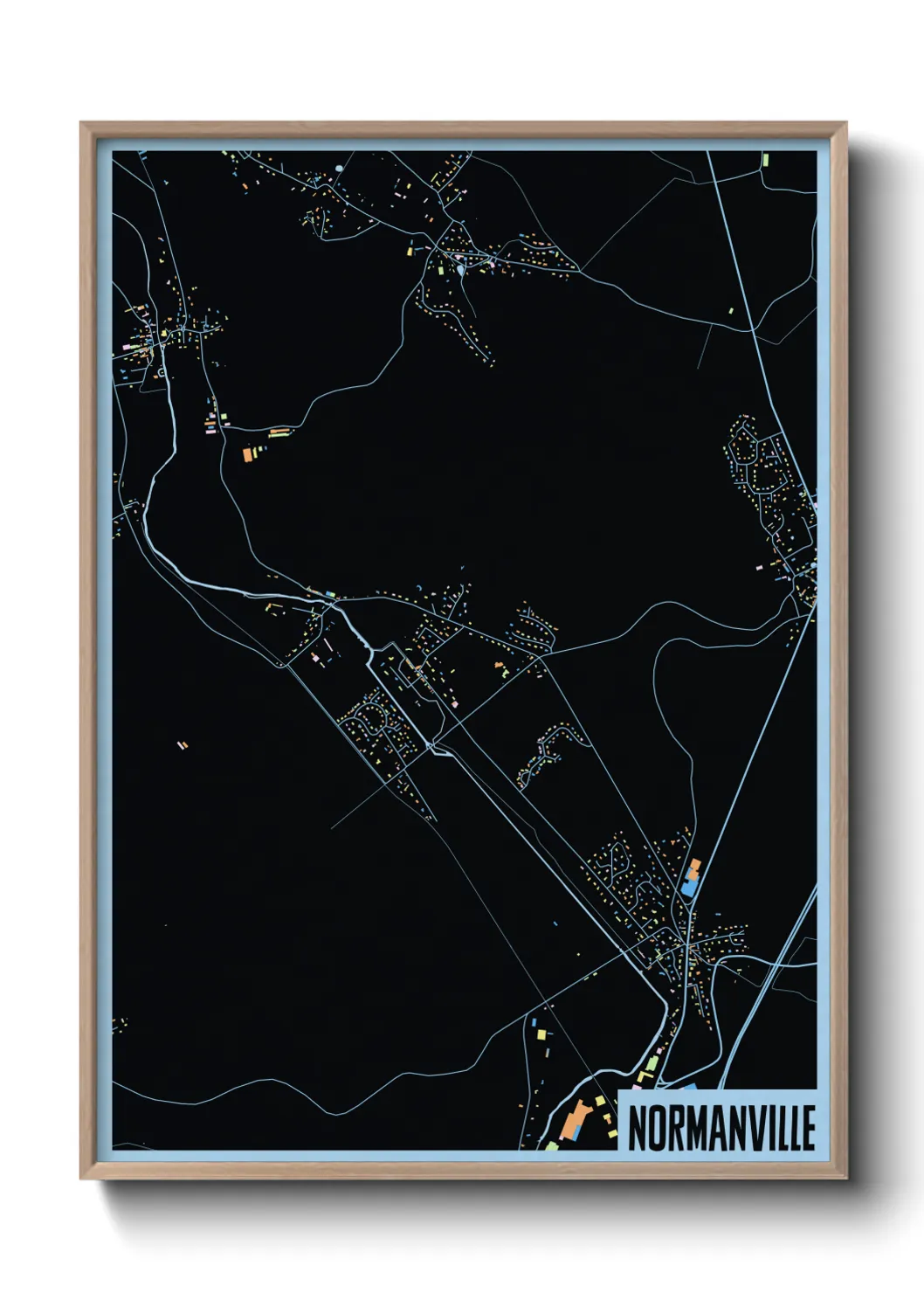 Une affiche de carte sur Normanville