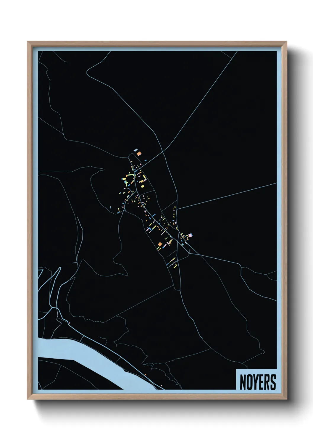 Une affiche de carte sur Noyers