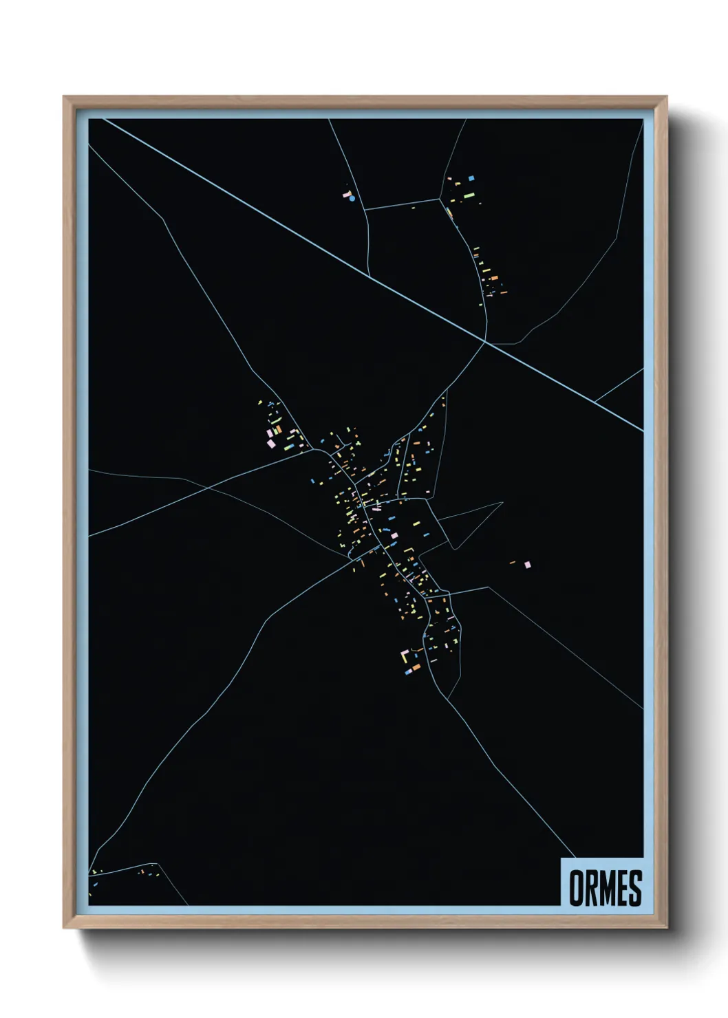 Une affiche de carte sur Ormes