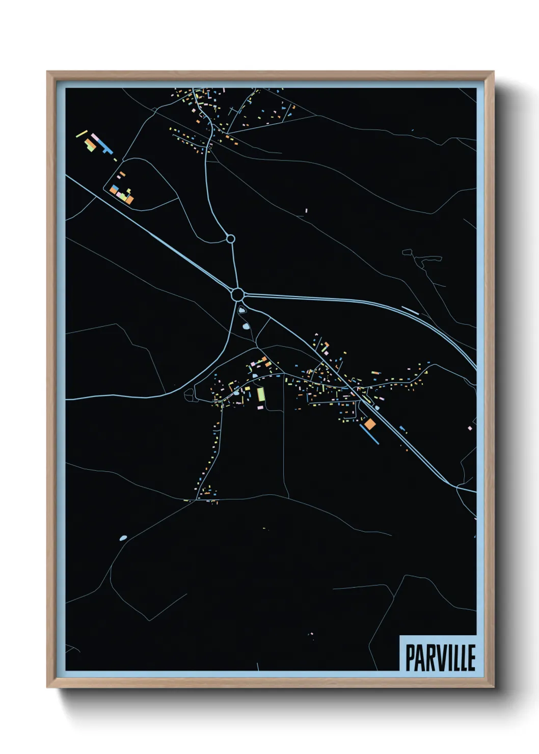 Une affiche de carte sur Parville