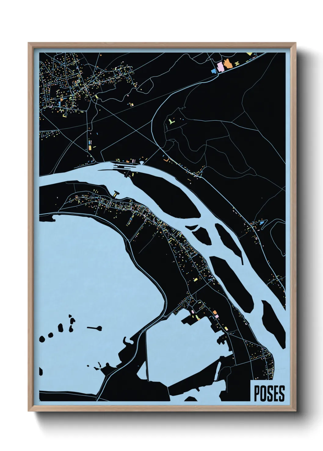 Une affiche de carte sur Poses