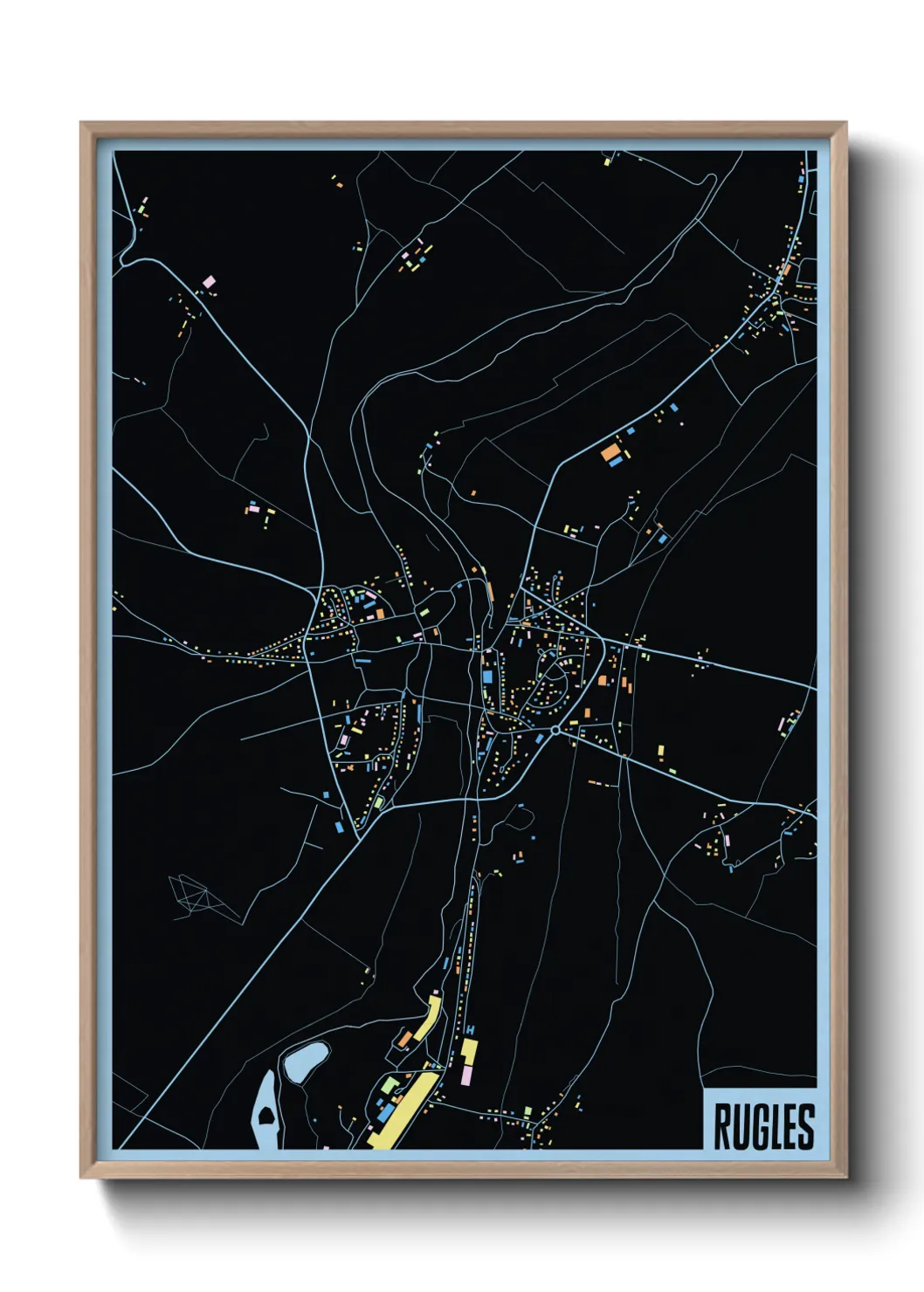 Une affiche de carte sur Rugles