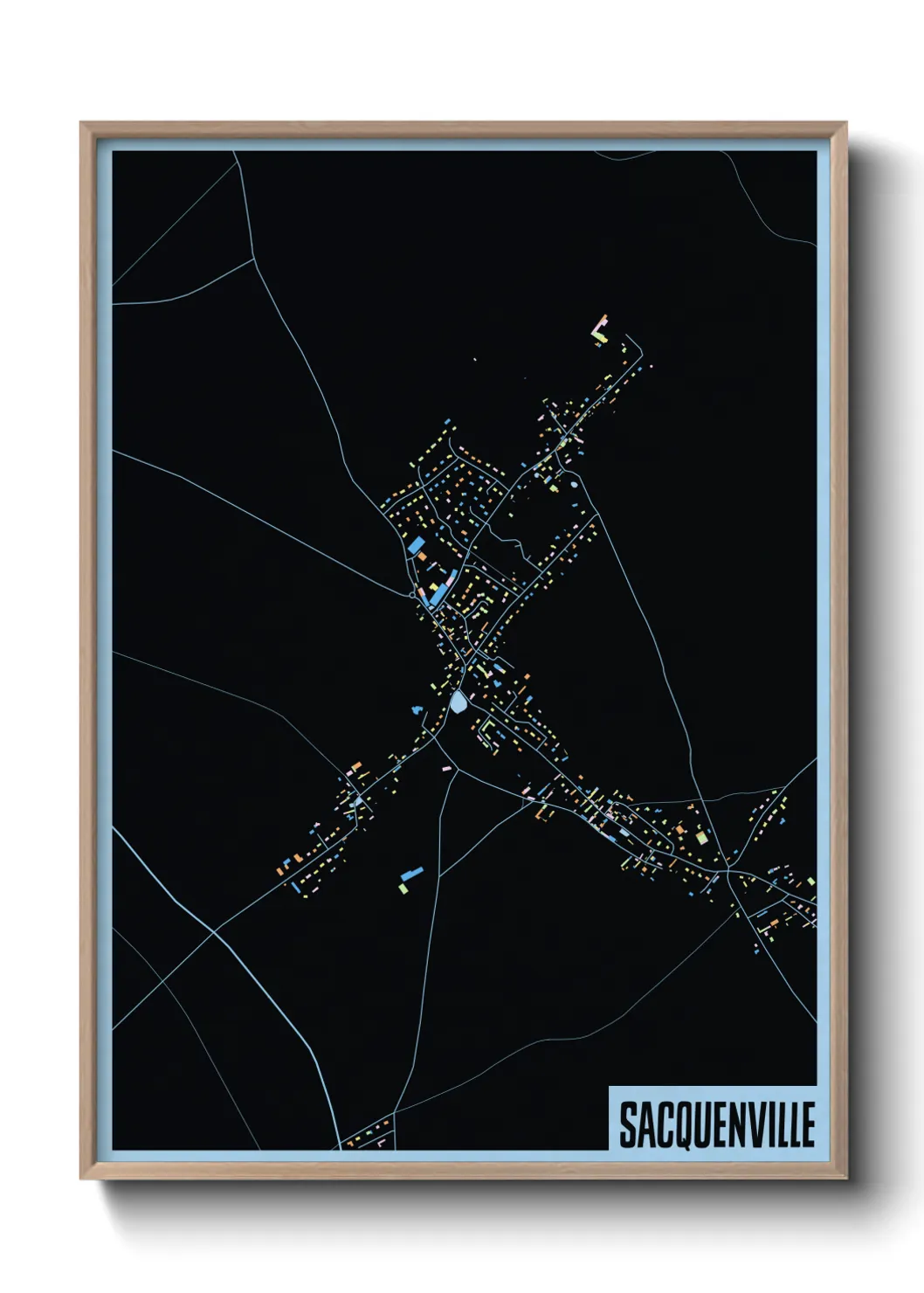 Une affiche de carte sur Sacquenville