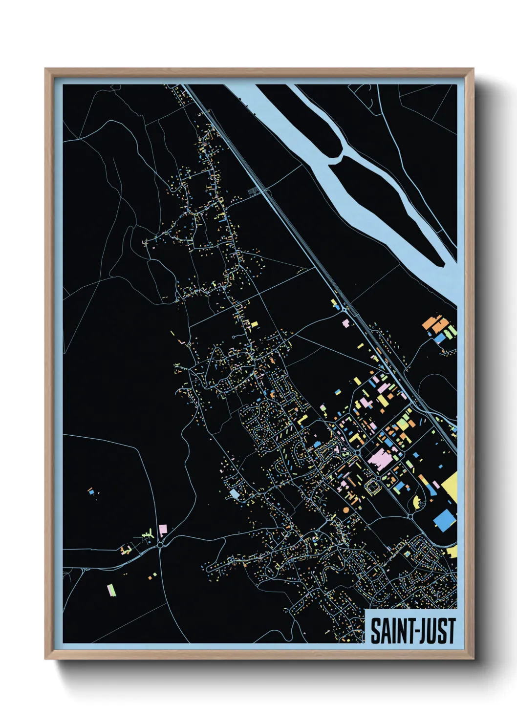 Une affiche de carte sur Saint-Just