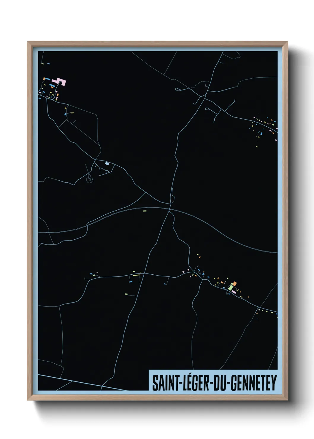 Une affiche de carte sur Saint-Léger-du-Gennetey