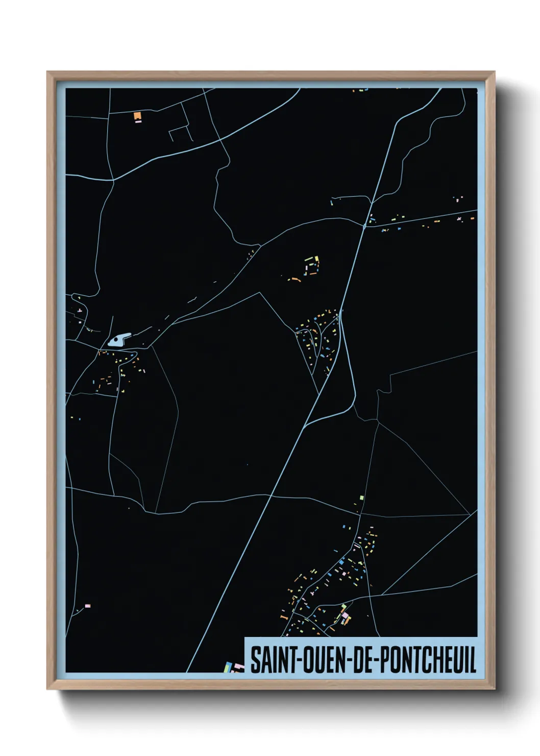 Une affiche de carte sur Saint-Ouen-de-Pontcheuil