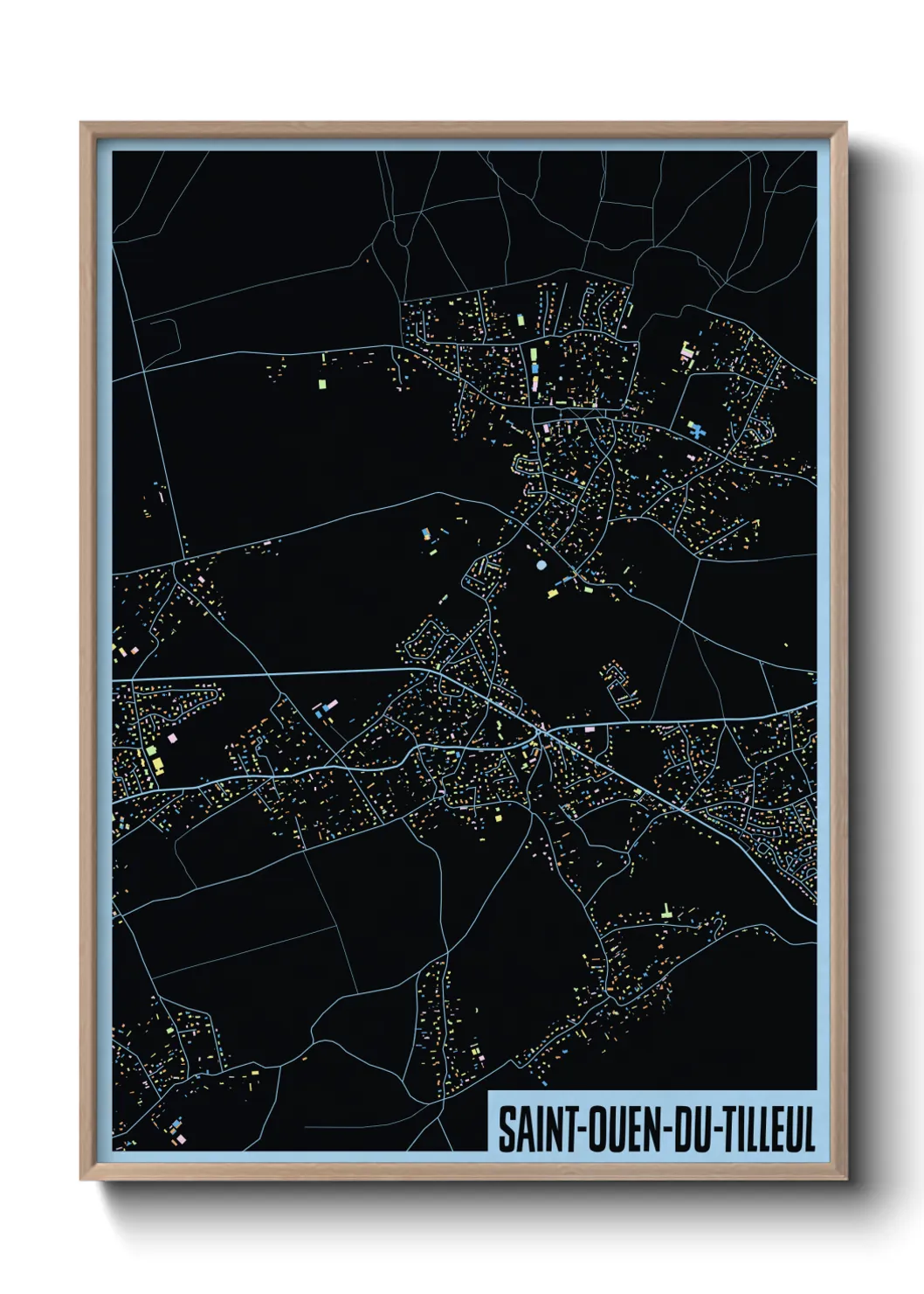 Une affiche de carte sur Saint-Ouen-du-Tilleul