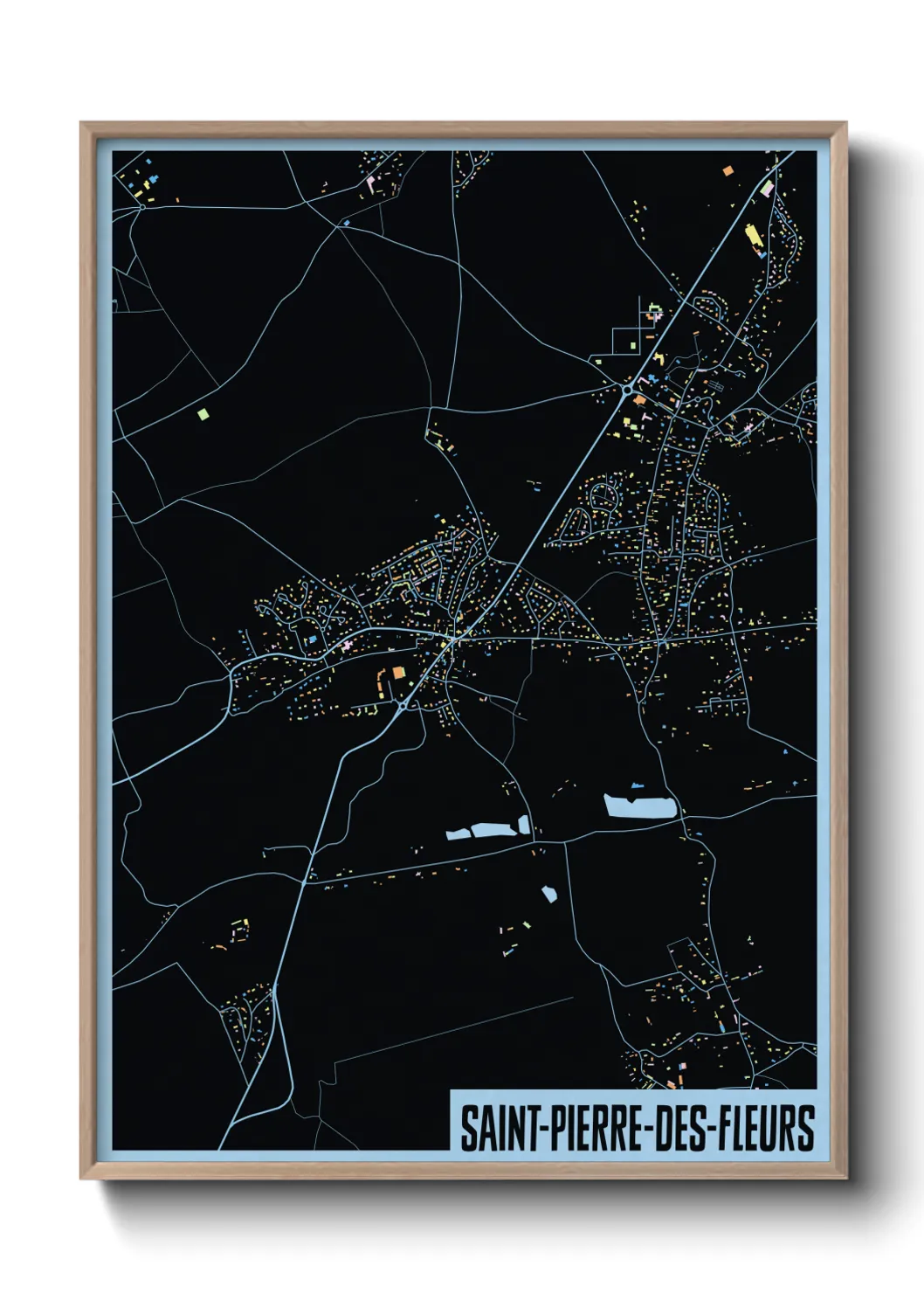 Une affiche de carte sur Saint-Pierre-des-Fleurs