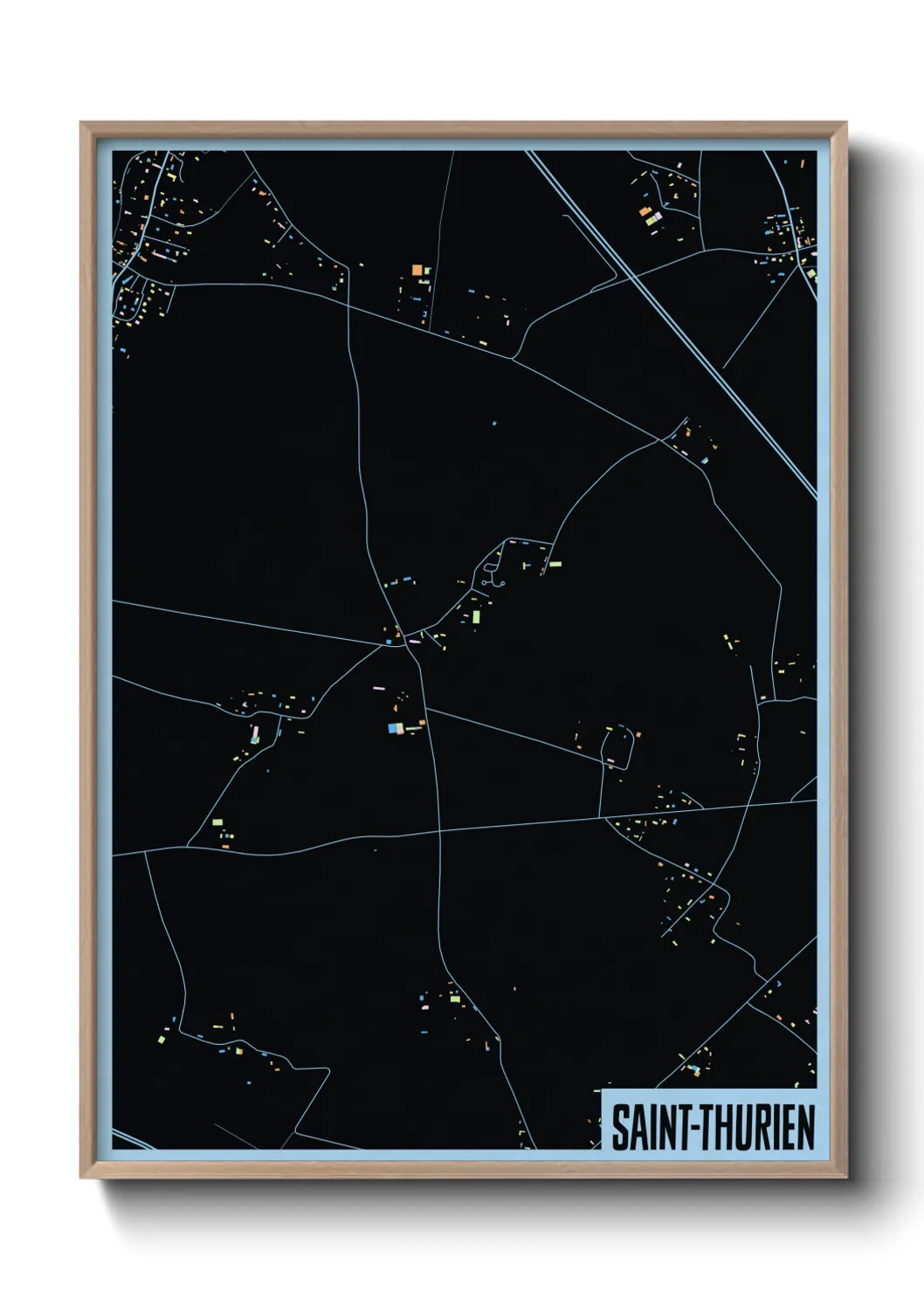 Une affiche de carte sur Saint-Thurien