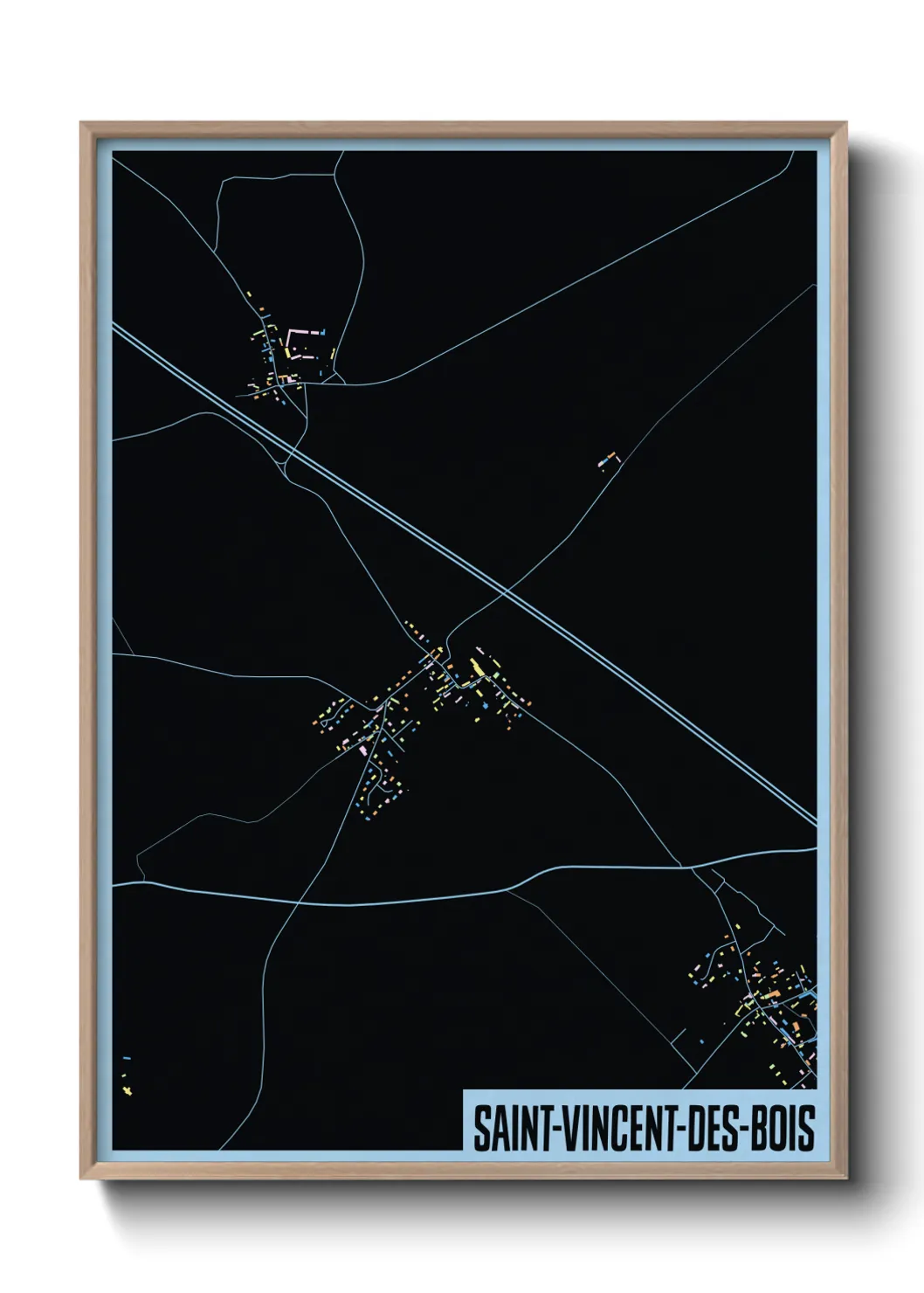 Une affiche de carte sur Saint-Vincent-des-Bois