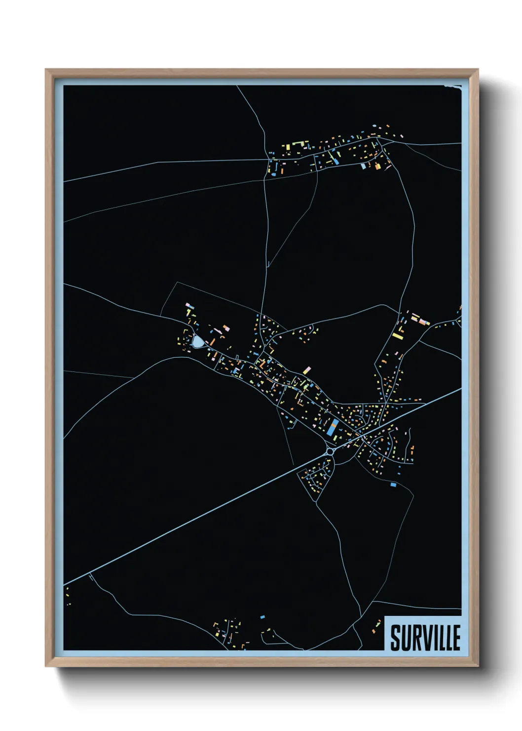 Une affiche de carte sur Surville