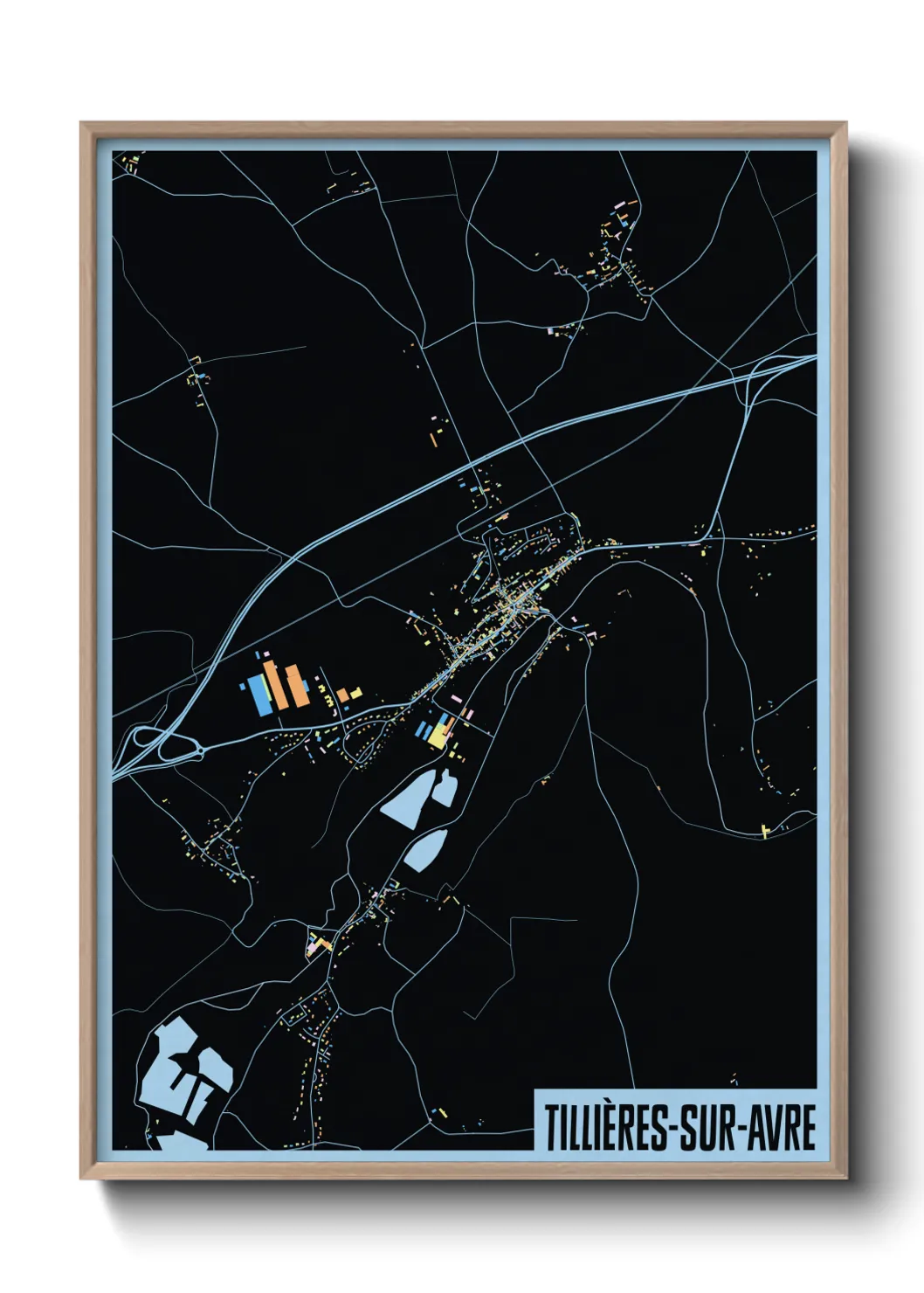 Une affiche de carte sur Tillières-sur-Avre