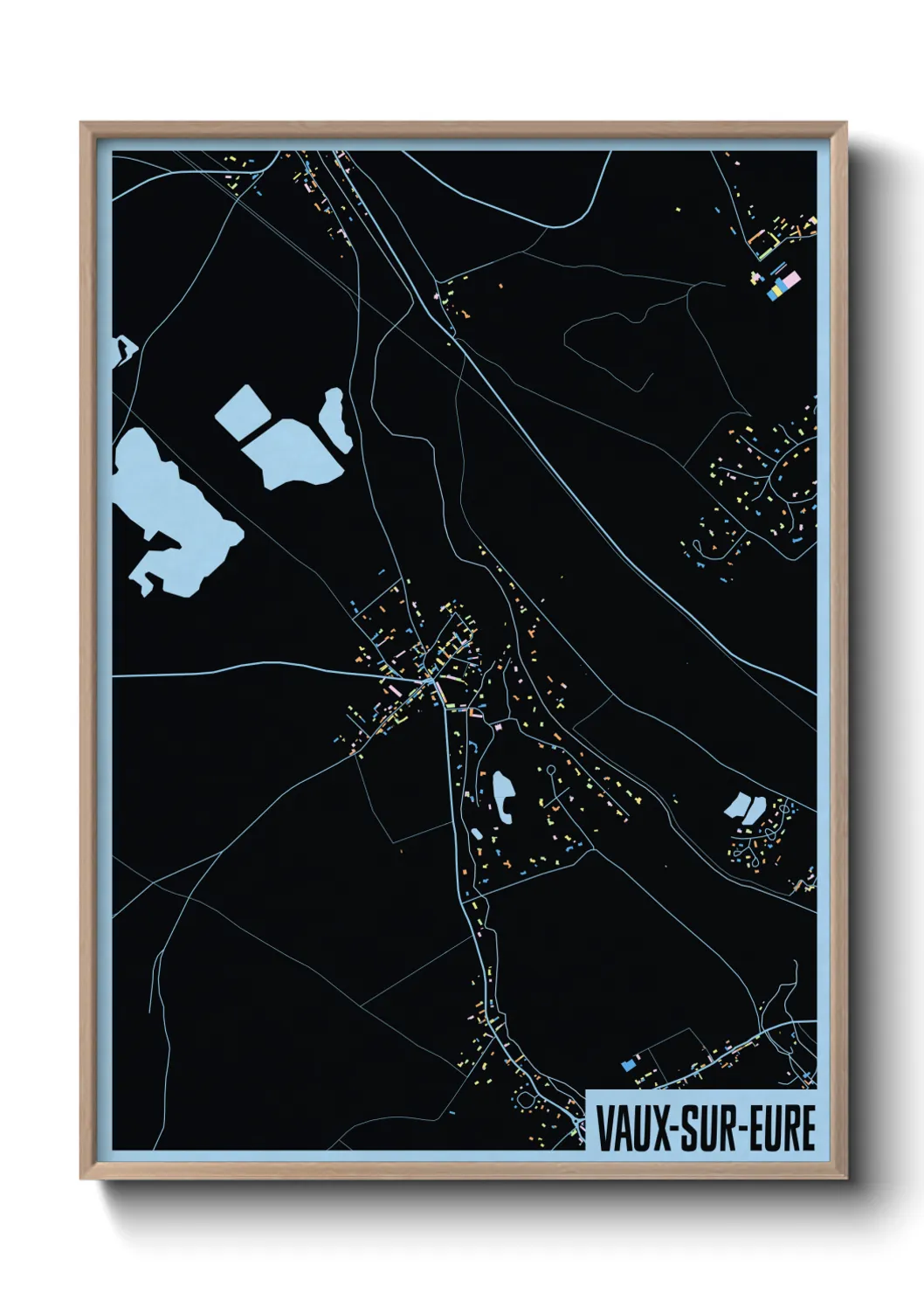 Une affiche de carte sur Vaux-sur-Eure