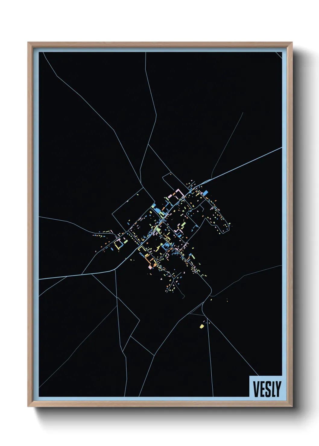 Une affiche de carte sur Vesly