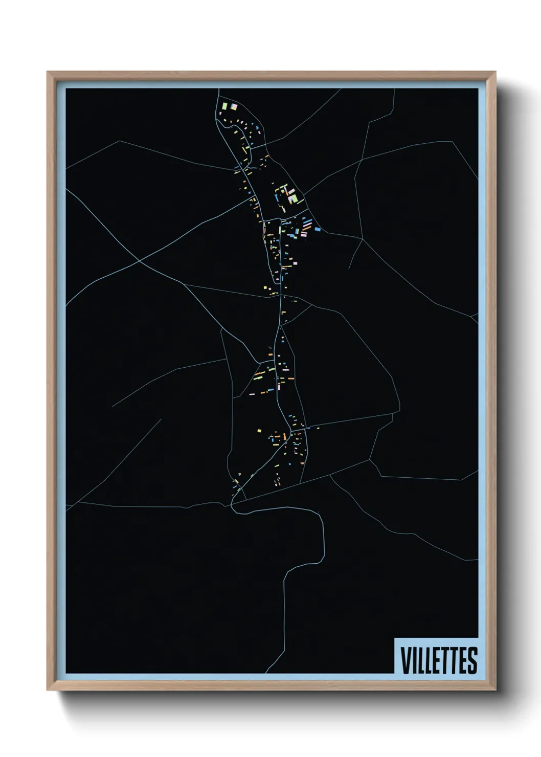 Une affiche de carte sur Villettes