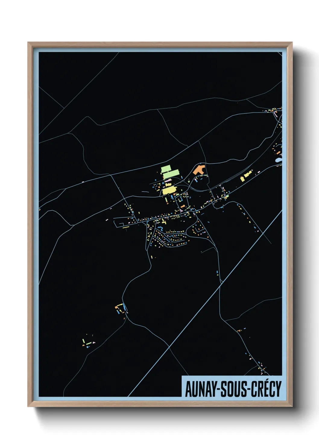 Une affiche de carte sur Aunay-sous-Crécy