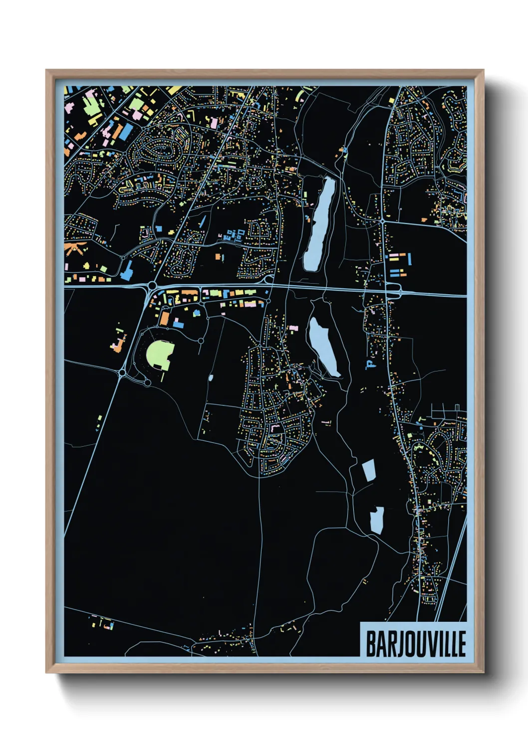 Une affiche de carte sur Barjouville