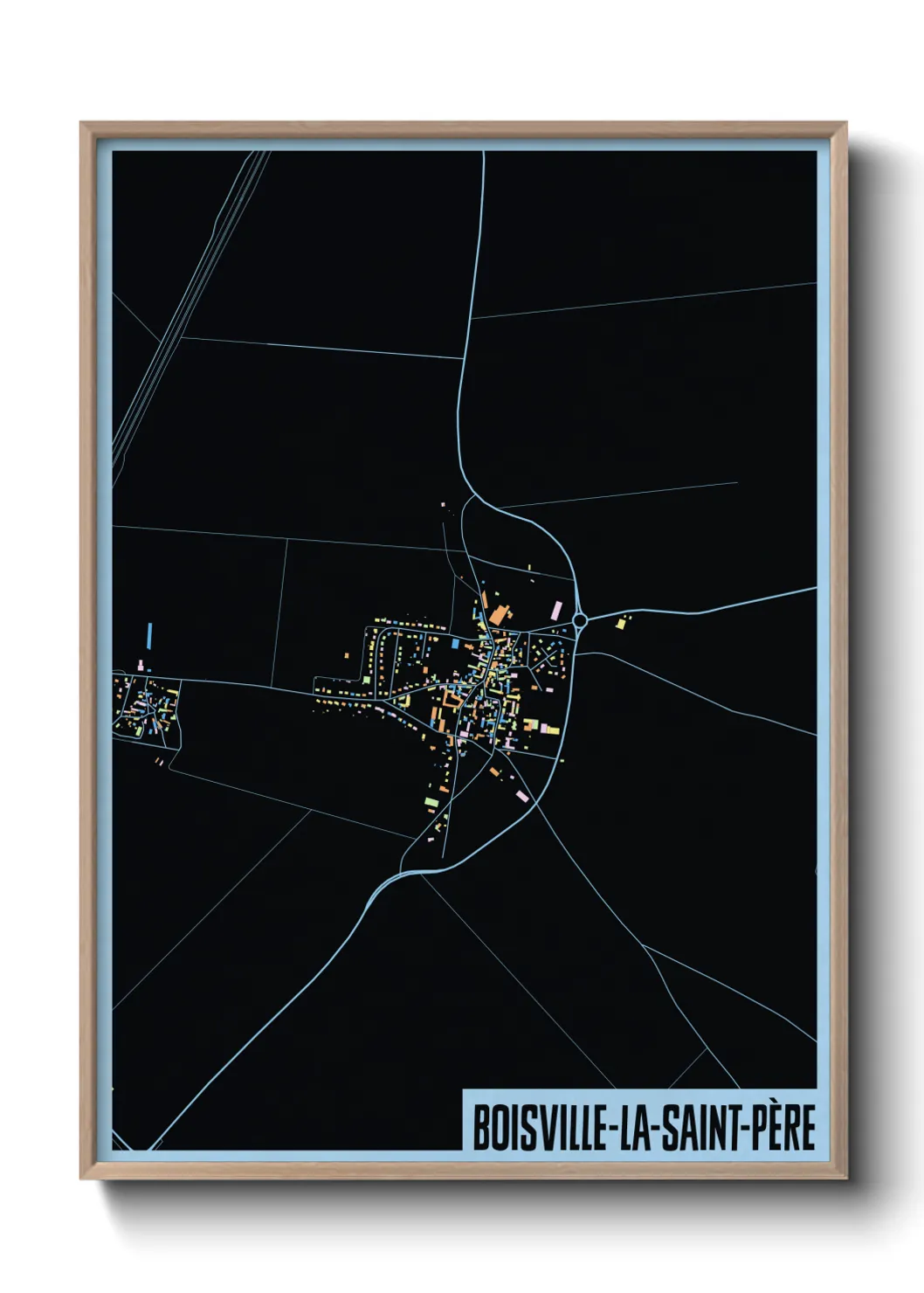 Une affiche de carte sur Boisville-la-Saint-Père