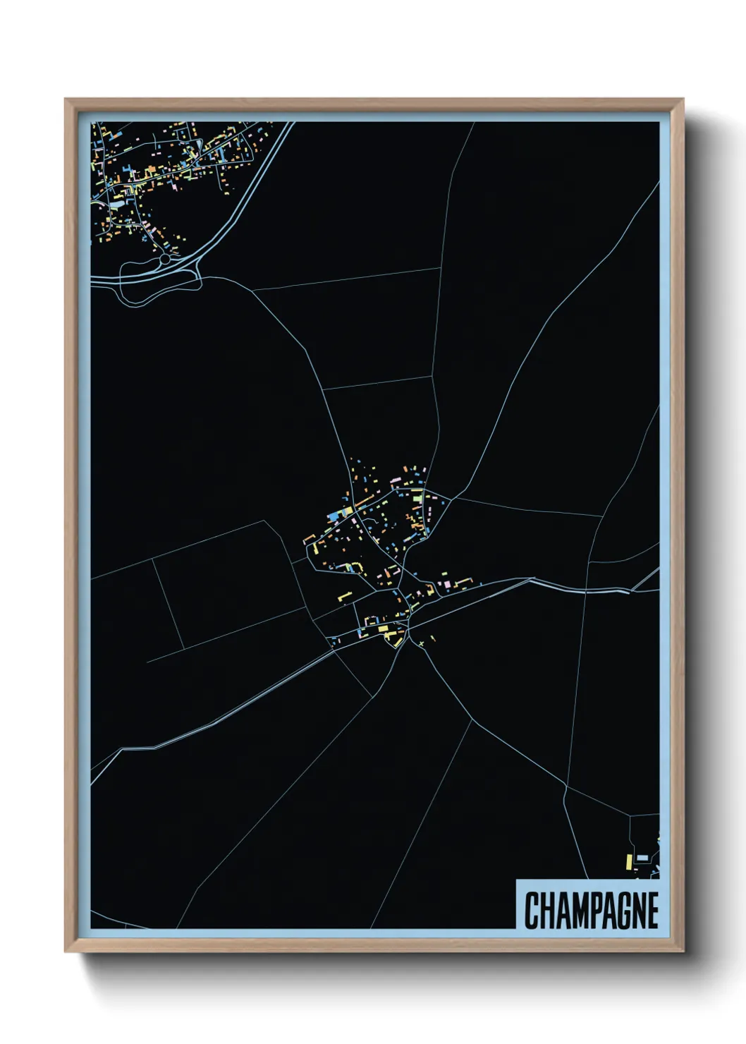 Une affiche de carte sur Champagne