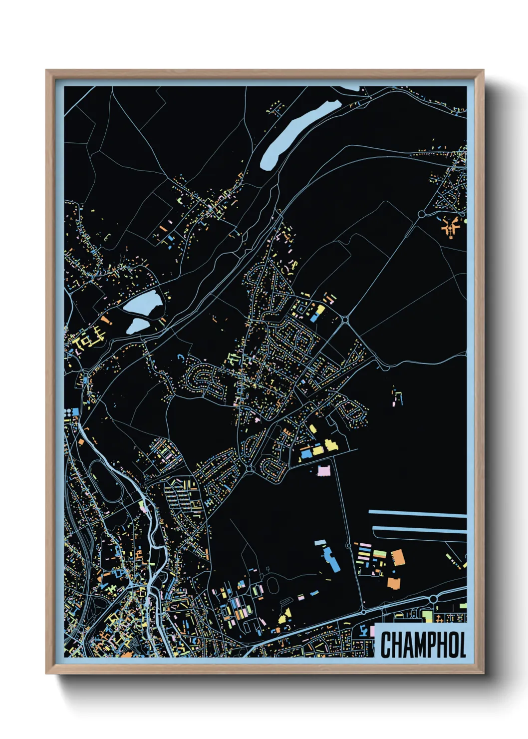 Une affiche de carte sur Champhol